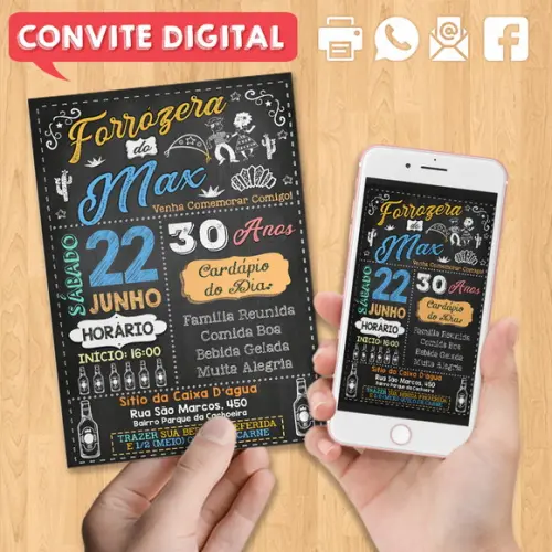 Convite Digital Aniversário Festa Forrozera do Max