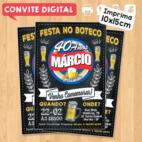 Convite Digital Aniversário Festa no Boteco Brahma
