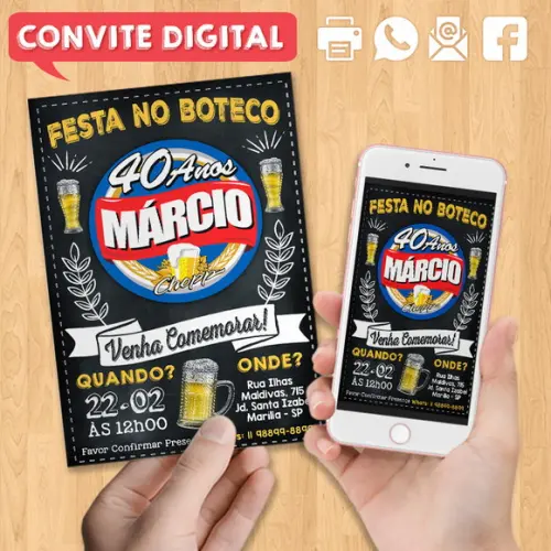 Convite Digital Aniversário Festa no Boteco Brahma