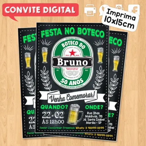Convite Digital Aniversário Festa no Boteco Bruno