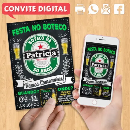 Convite Digital Aniversário Festa no Boteco Cerveja