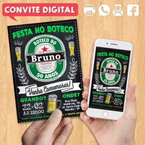 Convite Digital Aniversário Festa no Boteco Bruno