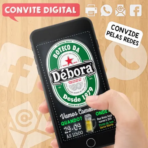 Convite Digital Aniversário Festa no Boteco Cerveja