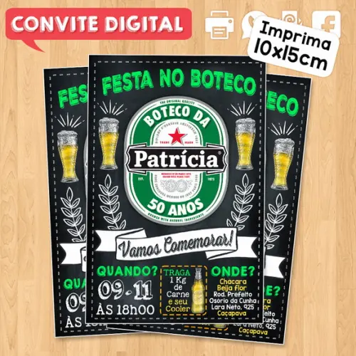 Convite Digital Aniversário Festa no Boteco Cerveja