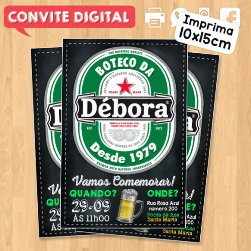 Convite Digital Aniversário Festa no Boteco Cerveja