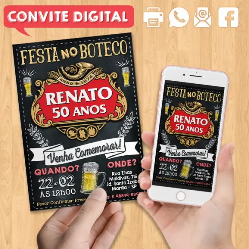 Convite Digital Aniversário Festa no Boteco Stella Artois