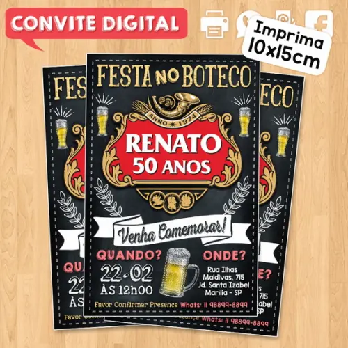 Convite Digital Aniversário Festa no Boteco Stella Artois