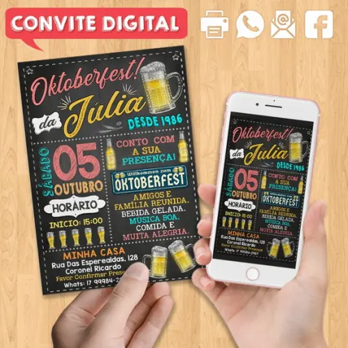 Convite Digital Aniversário Festa Oktoberfest da Julia