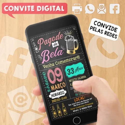 Convite Digital Aniversário Festa Pagode da Bela