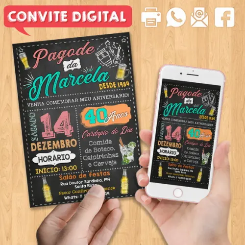 Convite Digital Aniversário Festa Pagode da Marcela