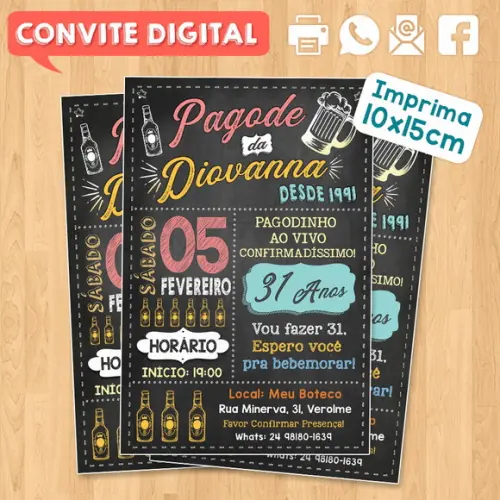 Convite Digital Aniversário Festa Pagode Da Diovanna