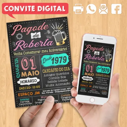 Convite Digital Aniversário Festa Pagode da Roberta