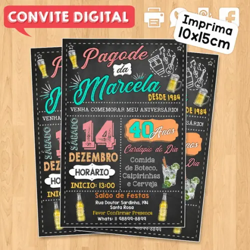 Convite Digital Aniversário Festa Pagode da Marcela