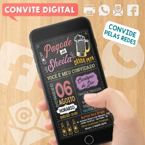 Convite Digital Aniversário Festa Pagode Da Sheila