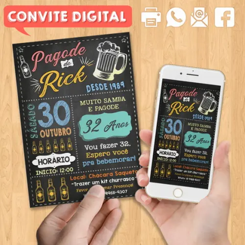 Convite Digital Aniversário Festa Pagode Do Rick