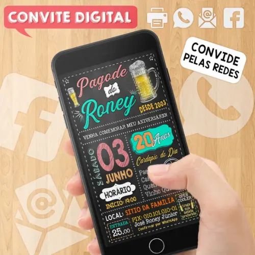 Convite Digital Aniversário Festa Pagode do Roney