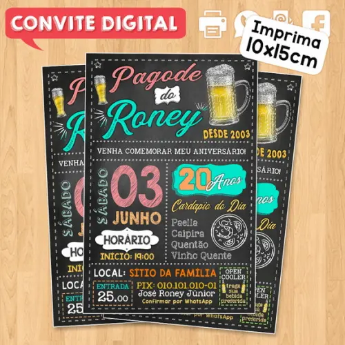 Convite Digital Aniversário Festa Pagode do Roney
