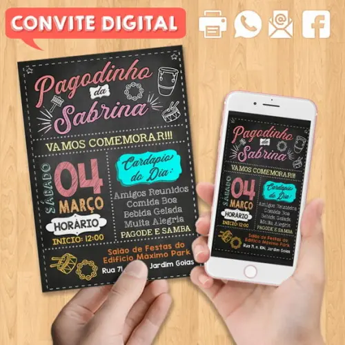 Convite Digital Aniversário Festa Pagodinho da Sabrina