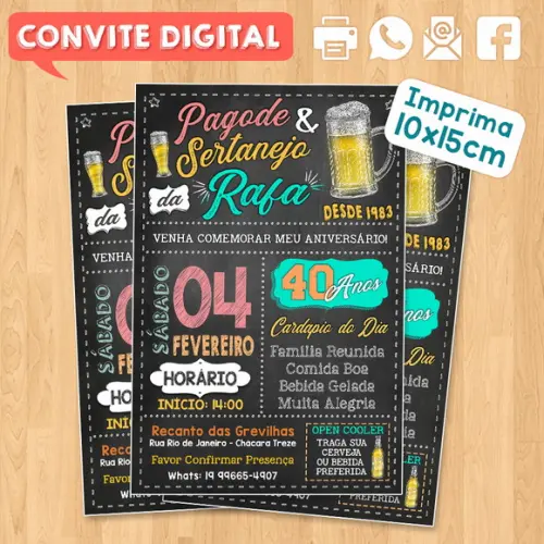 Convite Digital Aniversário Festa Pagode e Sertanejo da Rafa