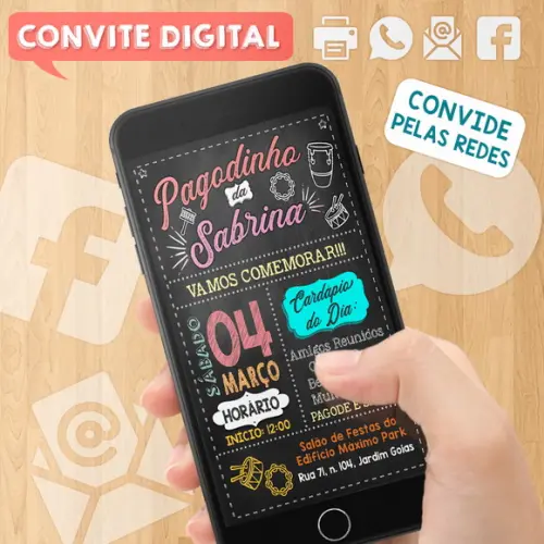 Convite Digital Aniversário Festa Pagodinho da Sabrina
