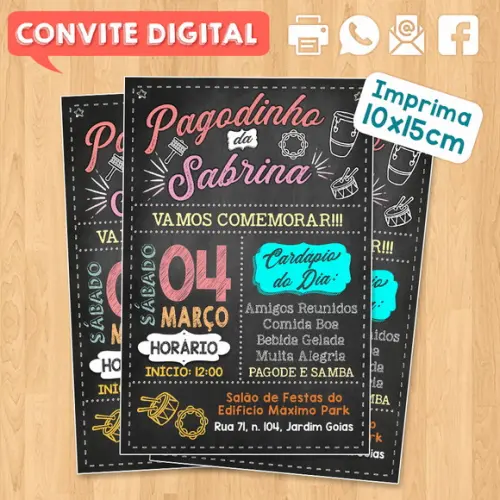 Convite Digital Aniversário Festa Pagodinho da Sabrina