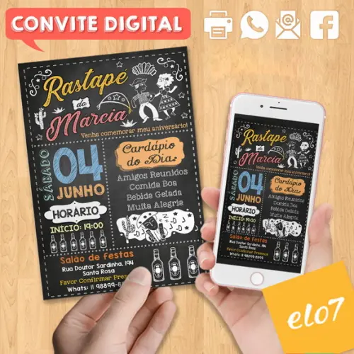 Convite Digital Aniversário Festa Rastapé Da Marcia