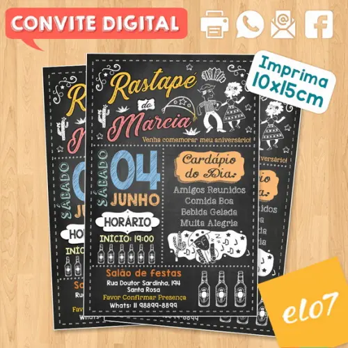 Convite Digital Aniversário Festa Rastapé Da Marcia
