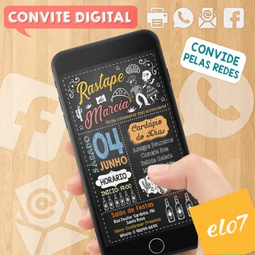 Convite Digital Aniversário Festa Rastapé Da Marcia