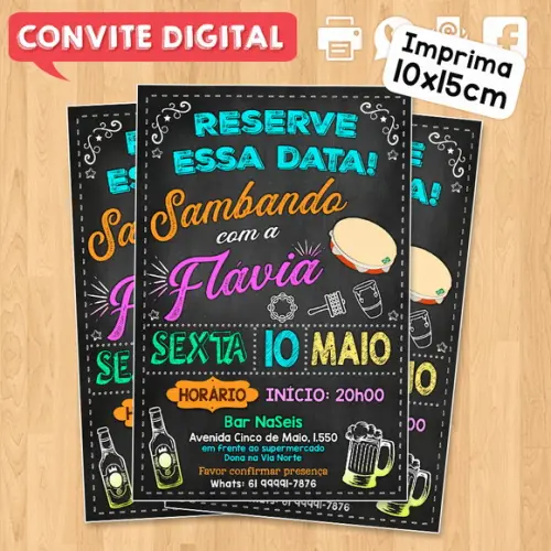Convite Digital Aniversário Festa Samba da Flavia