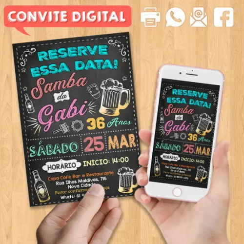 Convite Digital Aniversário Festa Samba da Gabi
