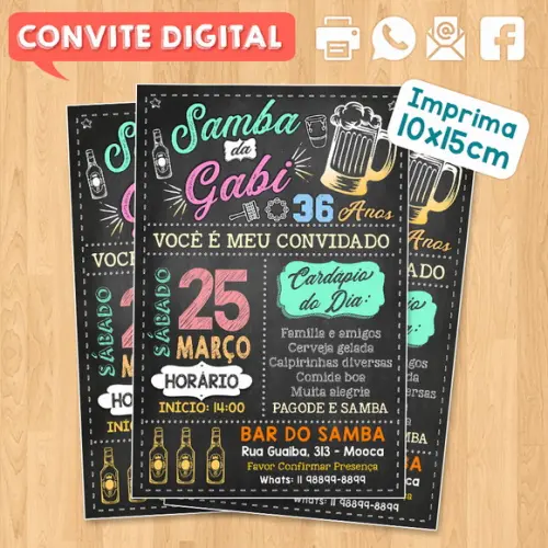 Convite Digital Aniversário Festa Samba da Gabi