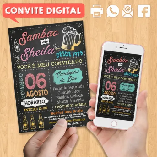 Convite Digital Aniversário Festa Sambão Da Sheila
