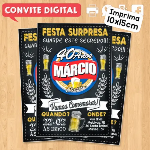 Convite Digital Aniversário Festa Surpresa Brahma