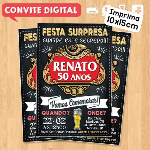 Convite Digital Aniversário Festa Surpresa Stella Artois