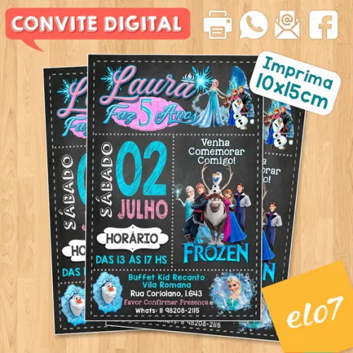 Convite Digital Aniversário Frozen Disney