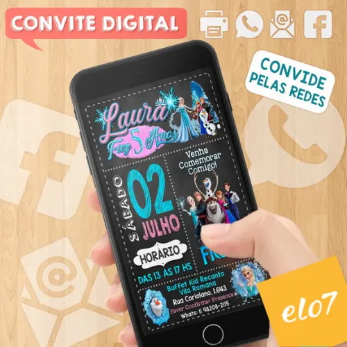 Convite Digital Aniversário Frozen Disney