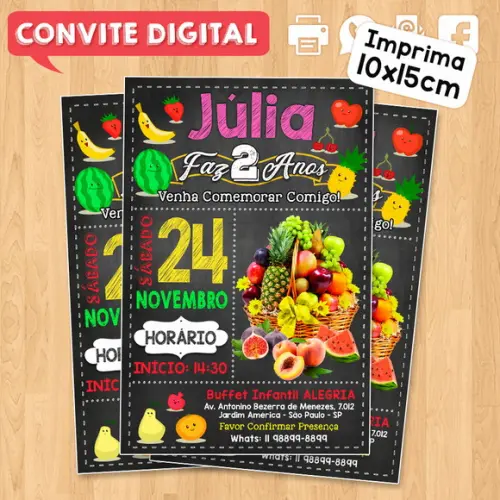 Convite Digital Aniversário Frutas Frutaria Quitanda