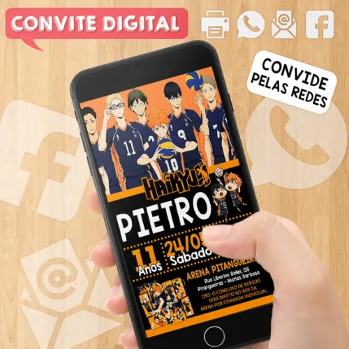 Convite Digital Aniversário Haikyu