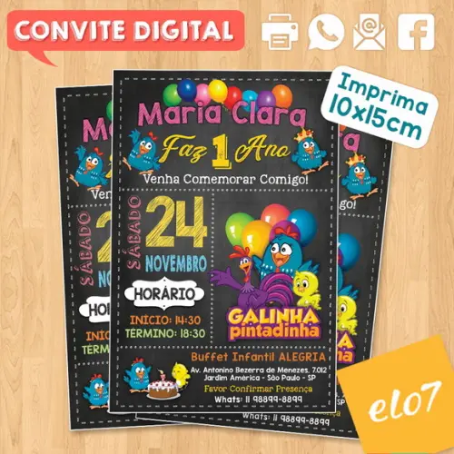 Convite Digital Aniversário Galinha Pintadinha