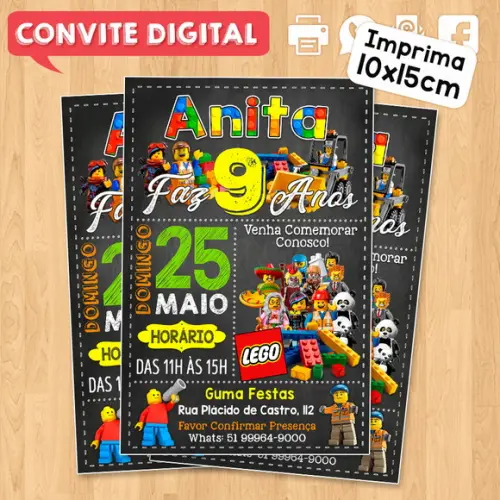Convite Digital Aniversário Lego