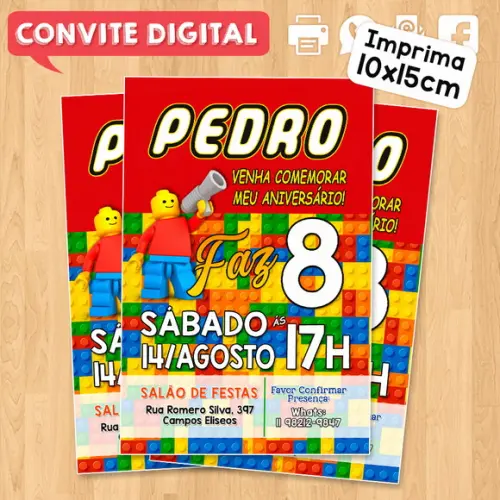 Convite Digital Aniversário Lego
