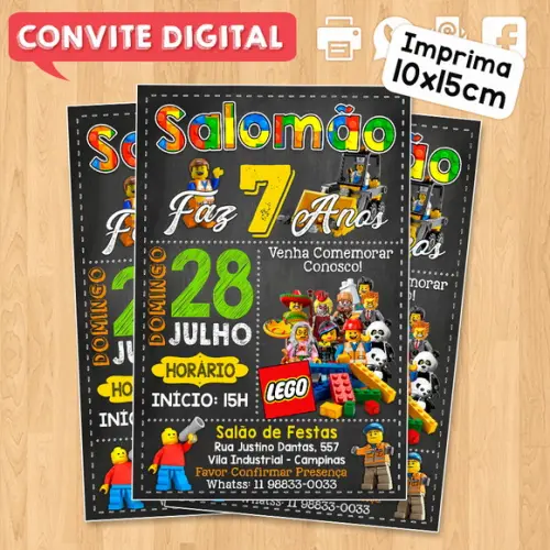 Convite Digital Aniversário Lego