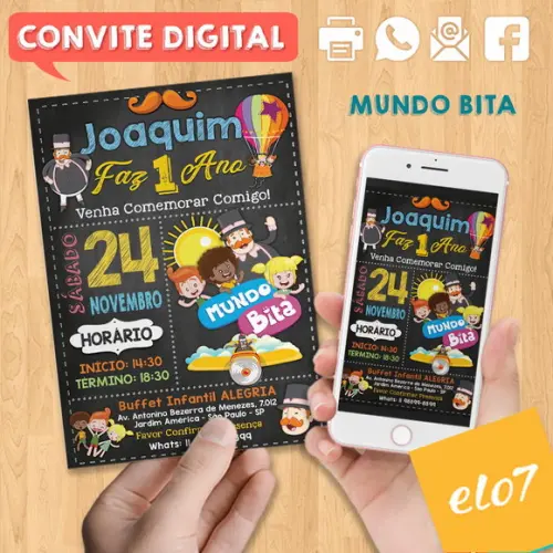 Convite Digital Aniversário Mundo Bita
