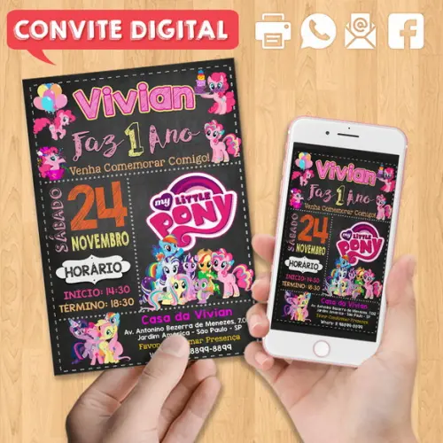 Convite Digital Aniversário My Little Pony