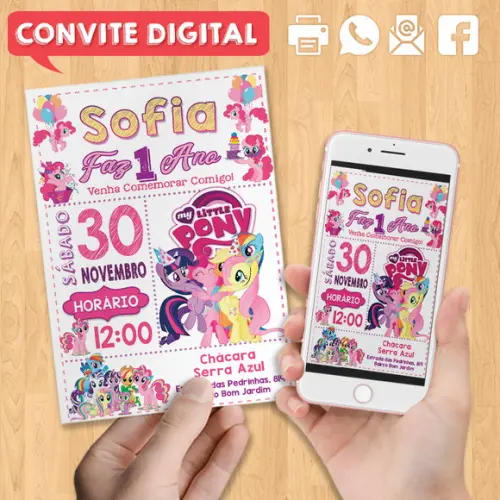 Convite Digital Aniversário My Little Pony