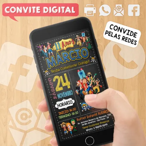 Convite Digital Aniversário One Piece