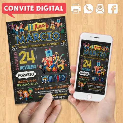 Convite Digital Aniversário One Piece