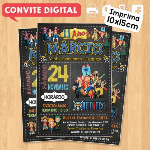 Convite Digital Aniversário One Piece