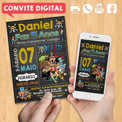 Convite Digital Aniversário One Piece