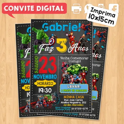 Convite Digital Aniversário os Vingadores